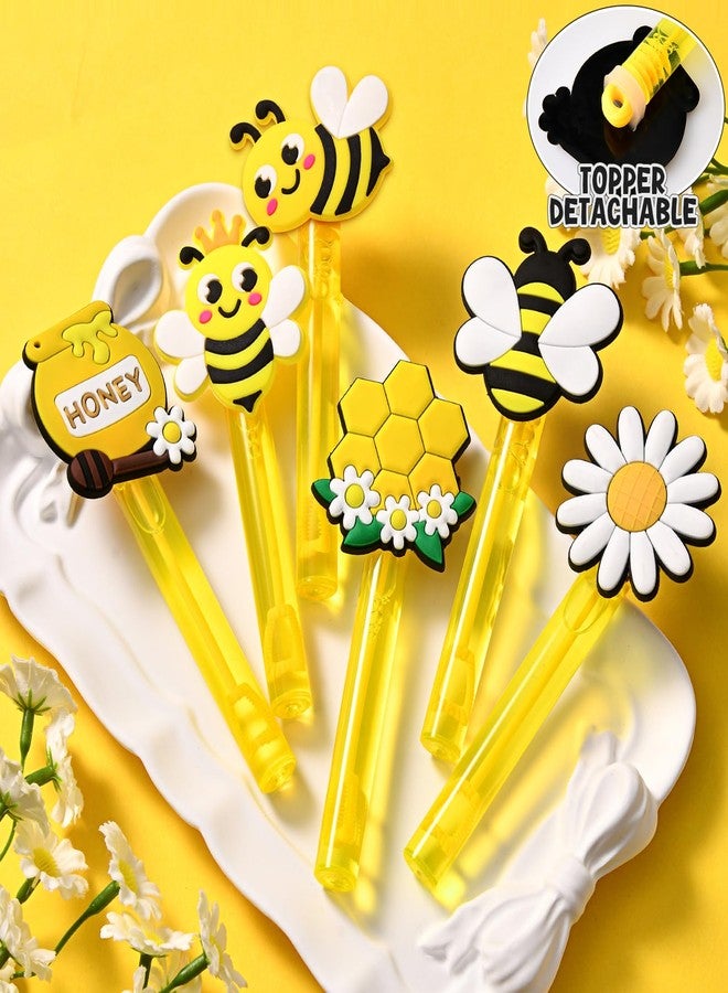Winrayk Bee Party Favors, 24Pcs Bee Themed Mini Bubble Wands for Kids Bubbles Bulk with Detachable Topper (6 Styles & Colors), Birthday Gift Easter Goody Bag Stuffer Classroom Prizes Honey Party Favor - Image 3